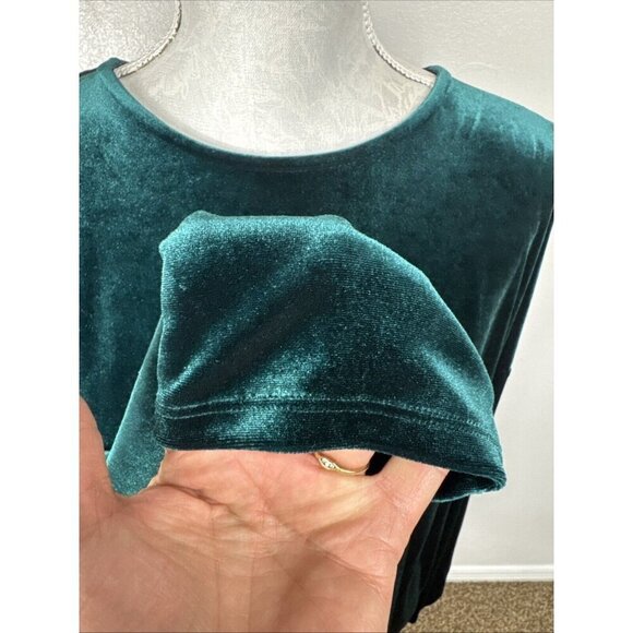 J. Jill Women's XL Stretch Velour Pullover Top Green Long Sleeve EUC - Picture 4 of 10